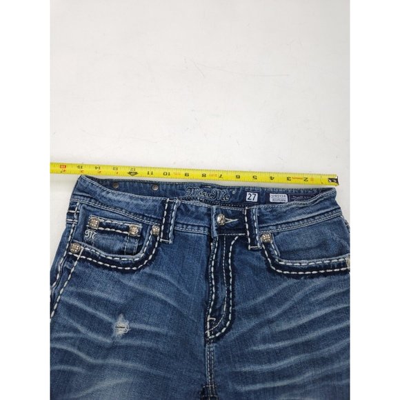 Miss Me Jeans Boyfriend 27 Jpb5014 Faded Blue Distressed Capri - Picture 7 of 8